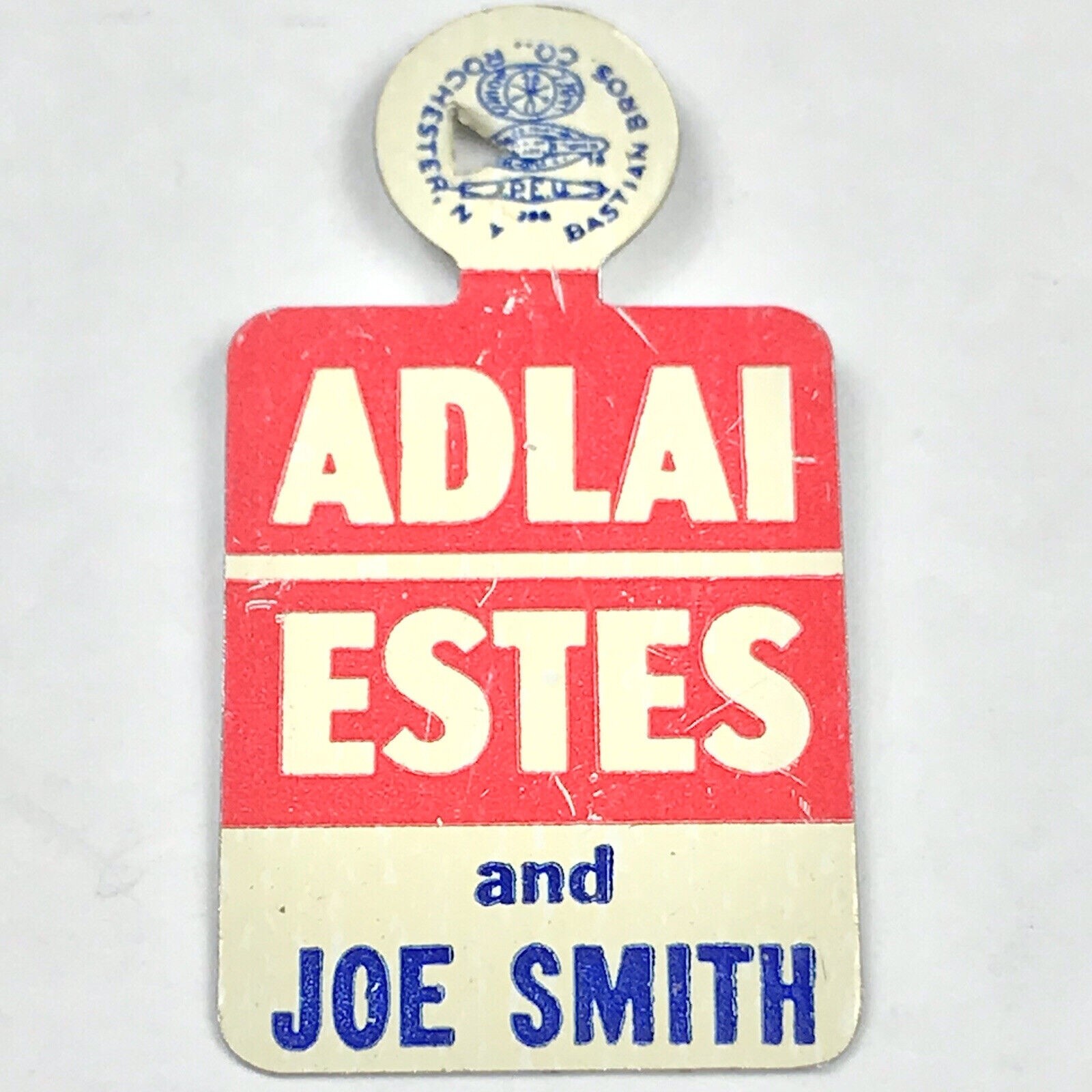 1956 Adlai Stevenson Estes and Joe Smith Fold Over Political Pin Button