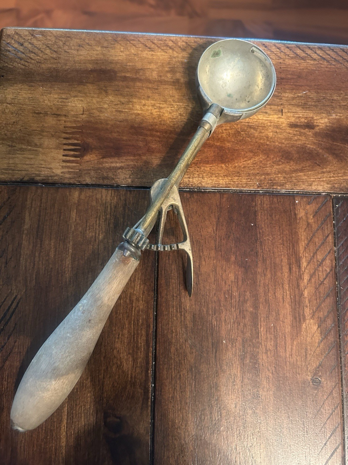 Vintage Ice Cream Scoop With Wooden Handle