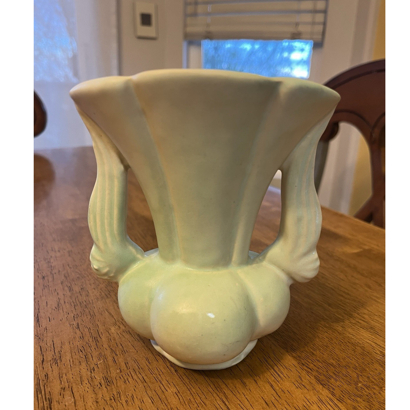 Niloak Ceramic Vase Light Green White Asymmetrical Glazed Decorative