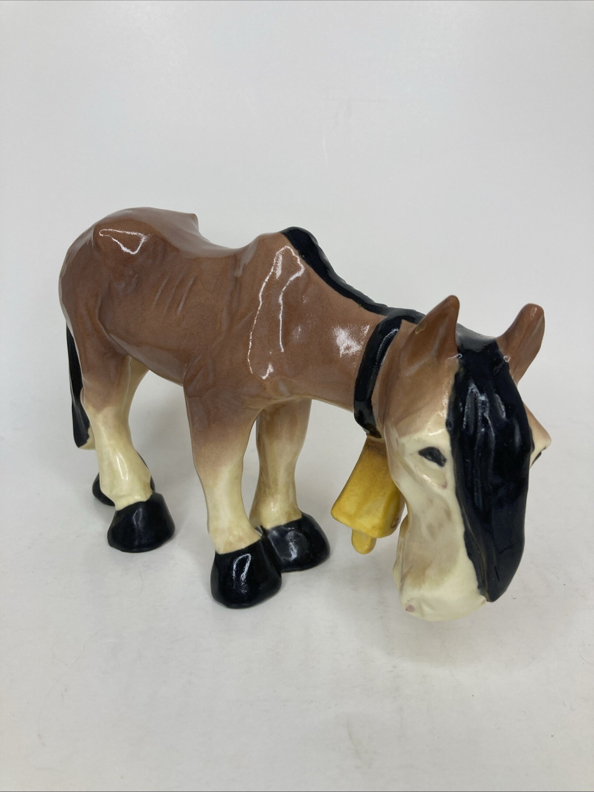 Vintage MCM Horse With Bell Ceramic Art Pottery Figurine