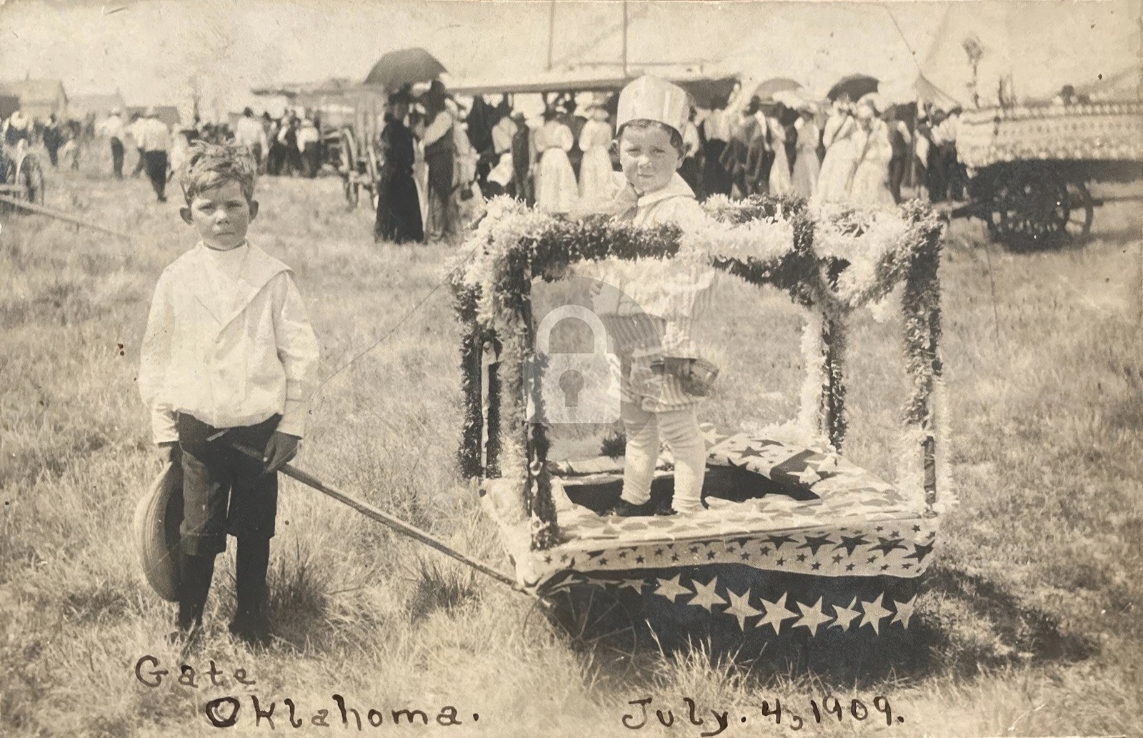Gate OK Oklahoma 1909 July 4th Parade Patriotic Float RPPC Photo Postcard COPY