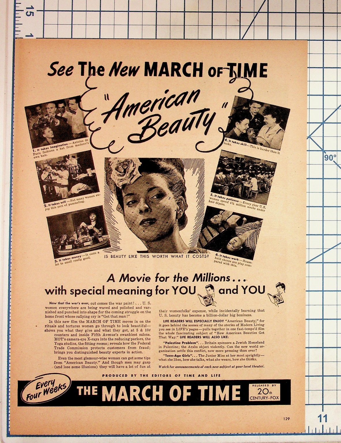 1940s March of Time American Beauty Magazine Ad 20th Century-Fox Film