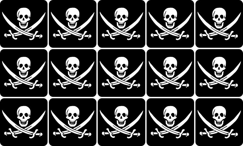 [15x] 1in x 1in Jolly Roger Pirate Flag Stickers Car Truck Vehicle Bumper Decal