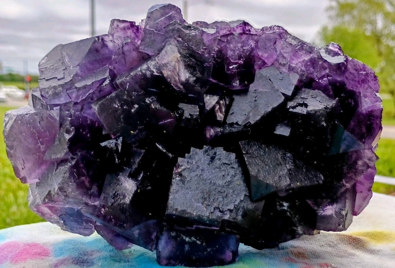 5lb Purple Fluorite Crystal Cluster Display Specimen 5lb Purple Fluorite Crystal Cluster Display Specimen