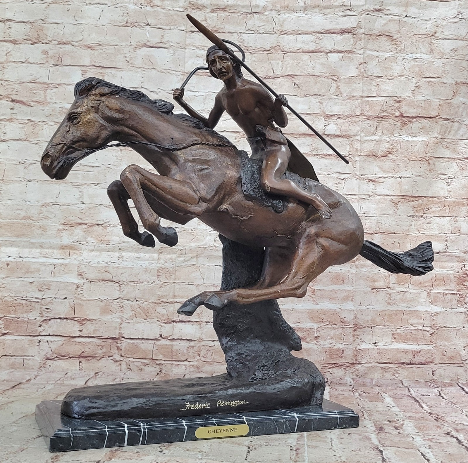 CHEYENNE by Frederic Remington Bronze Statue Sculpture Native American on Horse