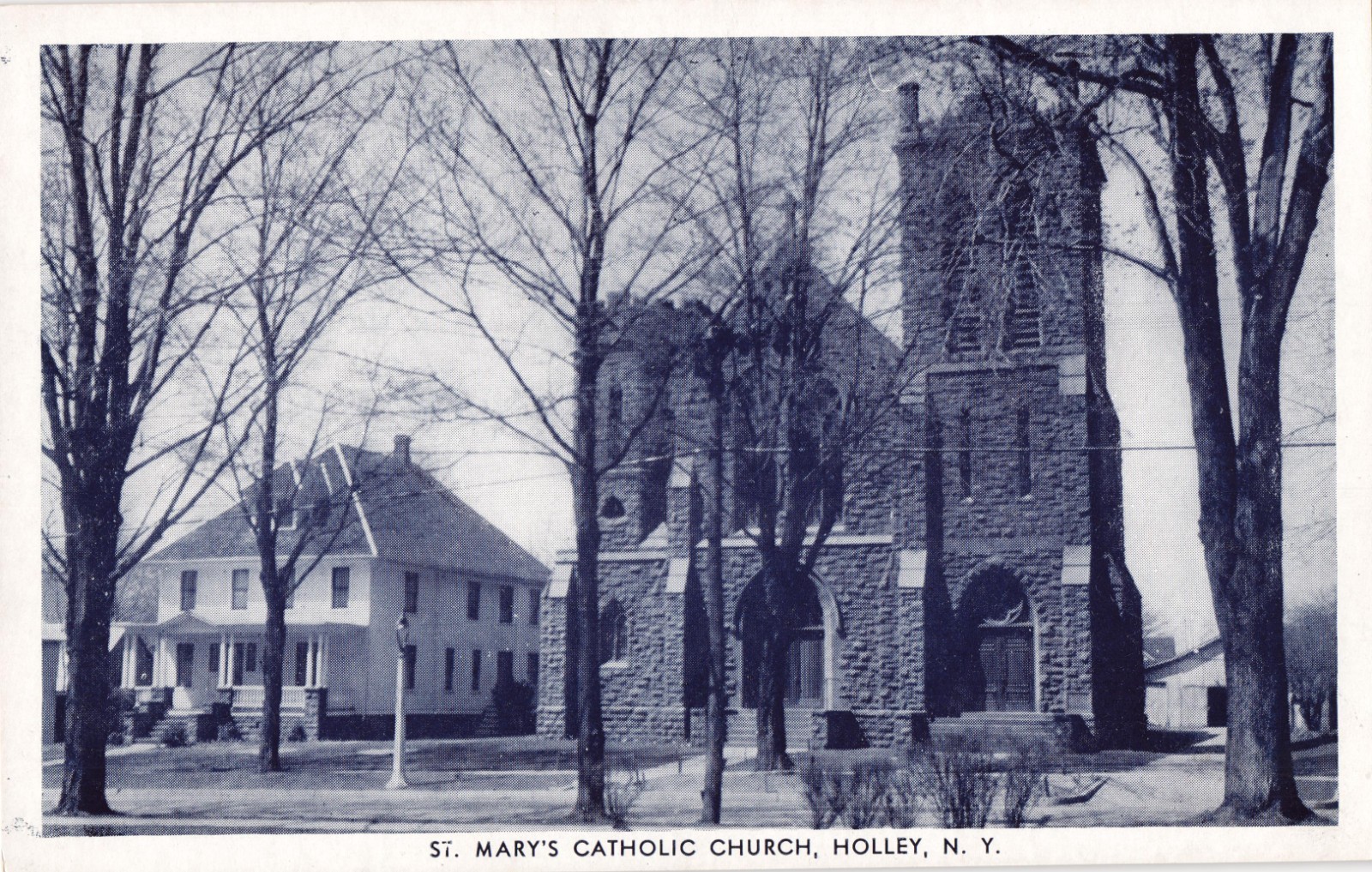 Postcard St Mary’s Catholic Church Holley New York c 1930