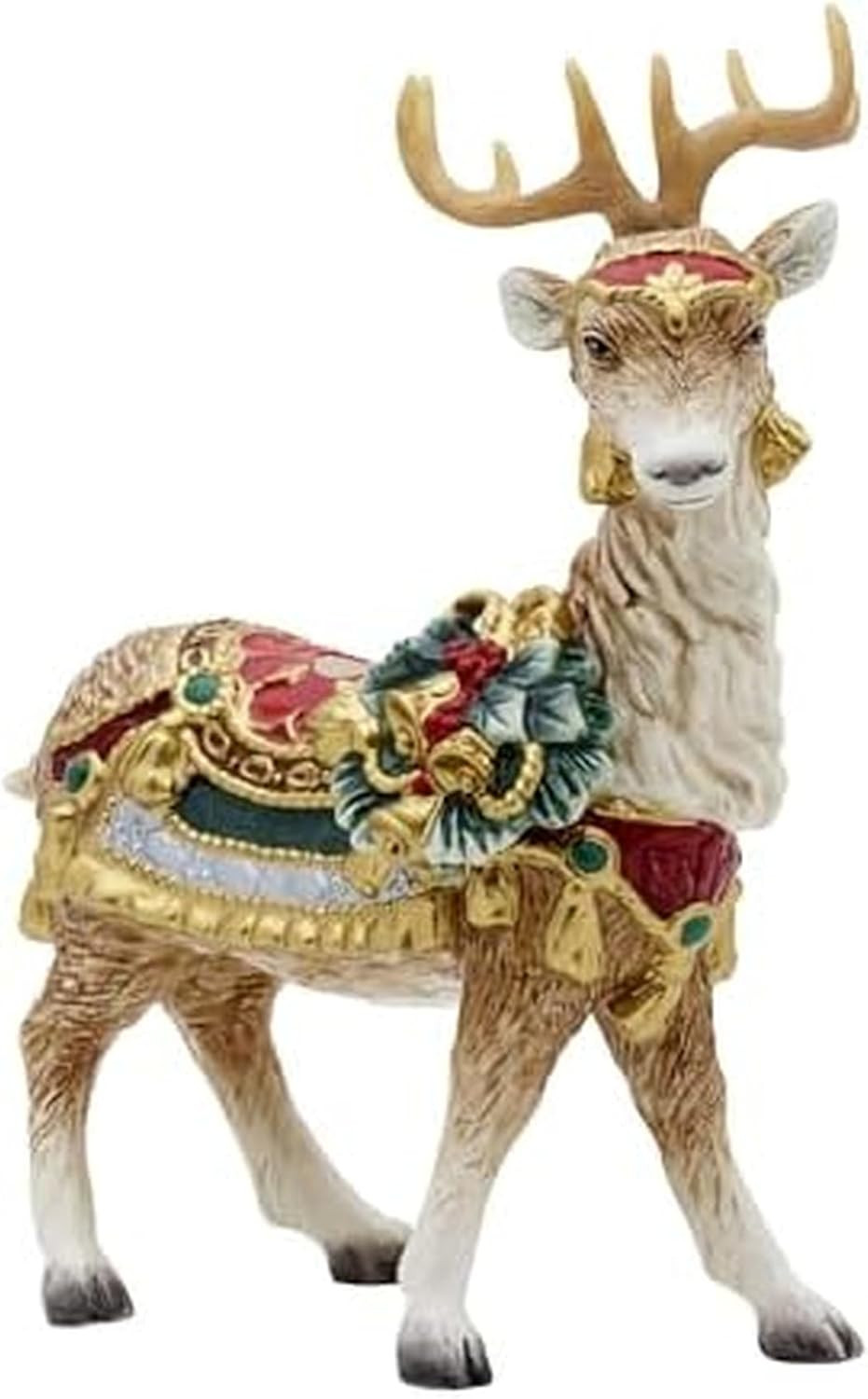 Fitz and Floyd Noel Holiday Standing Deer Ceramic Candle Holder Figurine, 10.25