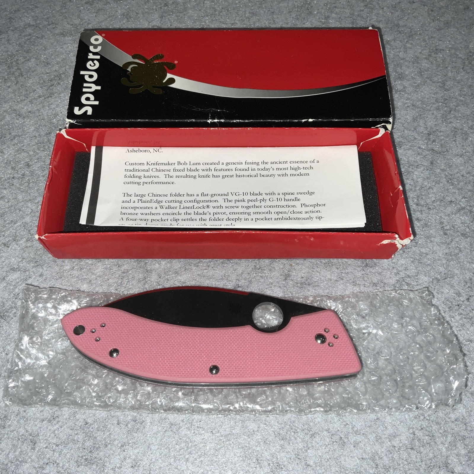 Spyderco Seki Japan C143GPNP Bob Lum Chinese Folding Knife Pink New In Box