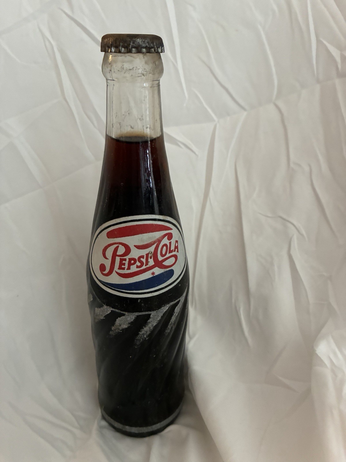 RARE  1968 Mexican Swirl Glass Bottle ERROR Mismatched Dual Logos Full Bottle