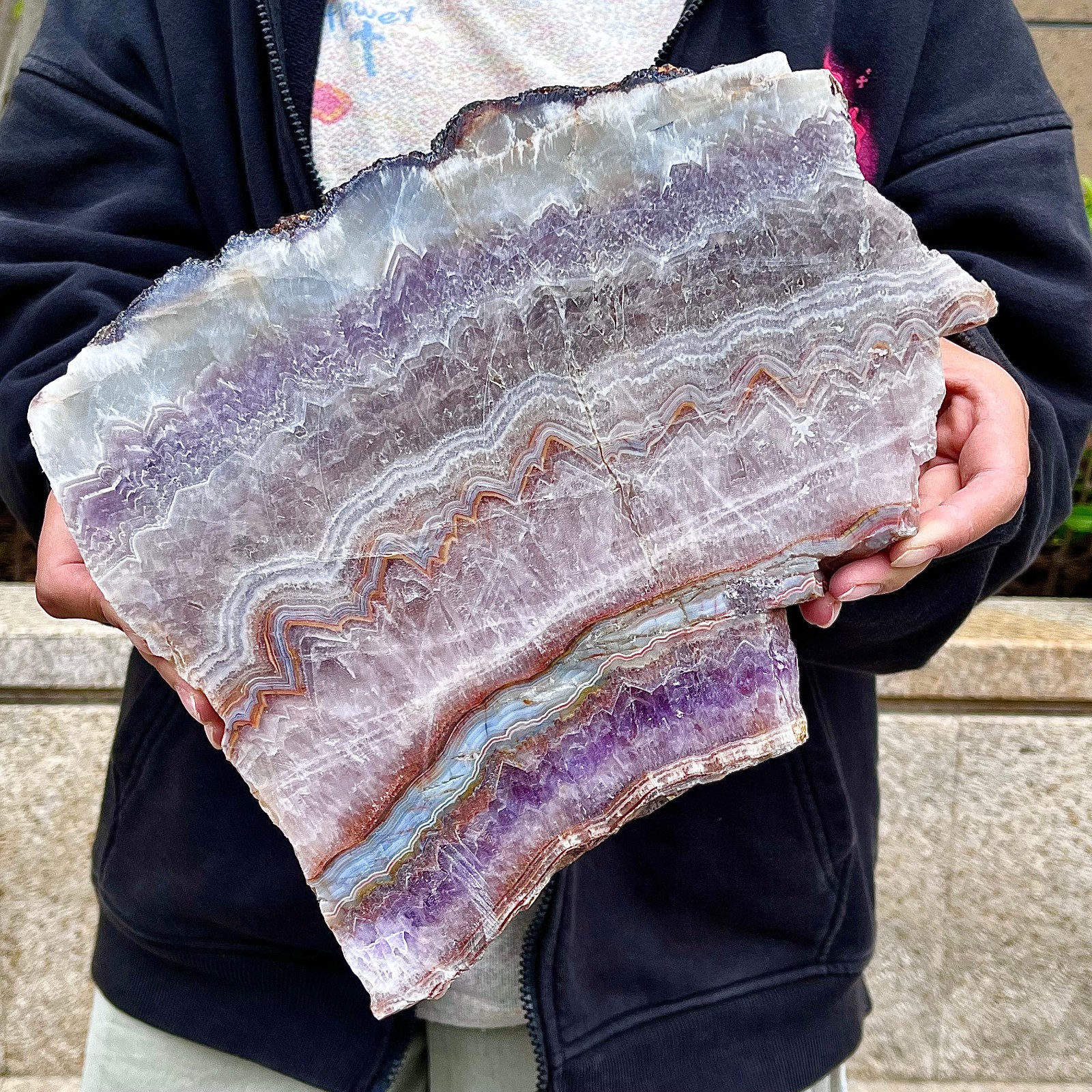 5.31LB  Natural high-quality Amethyst agate quartz cluster slice crystal mineral