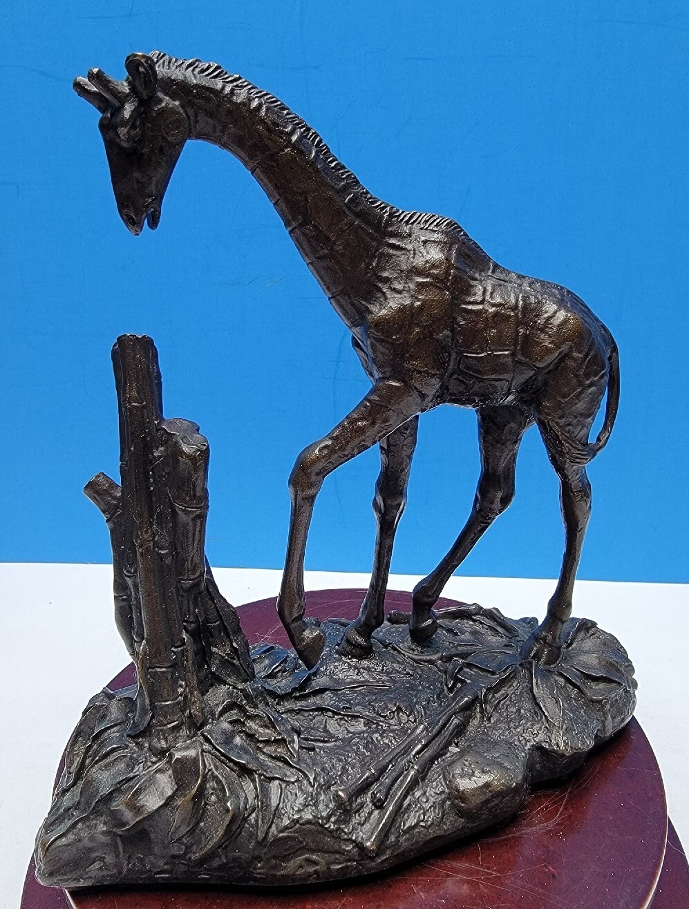 1976 Franklin Mint African Wildlife Series Bronze Giraffe - Polland