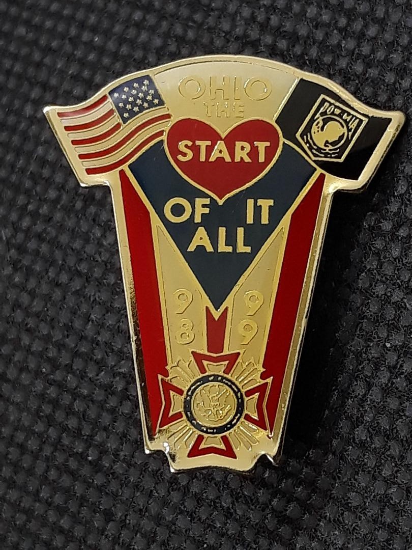 VTG Ohio The Heart Start Of It All Gold Tone Enamel Lapel Pin Souvenir