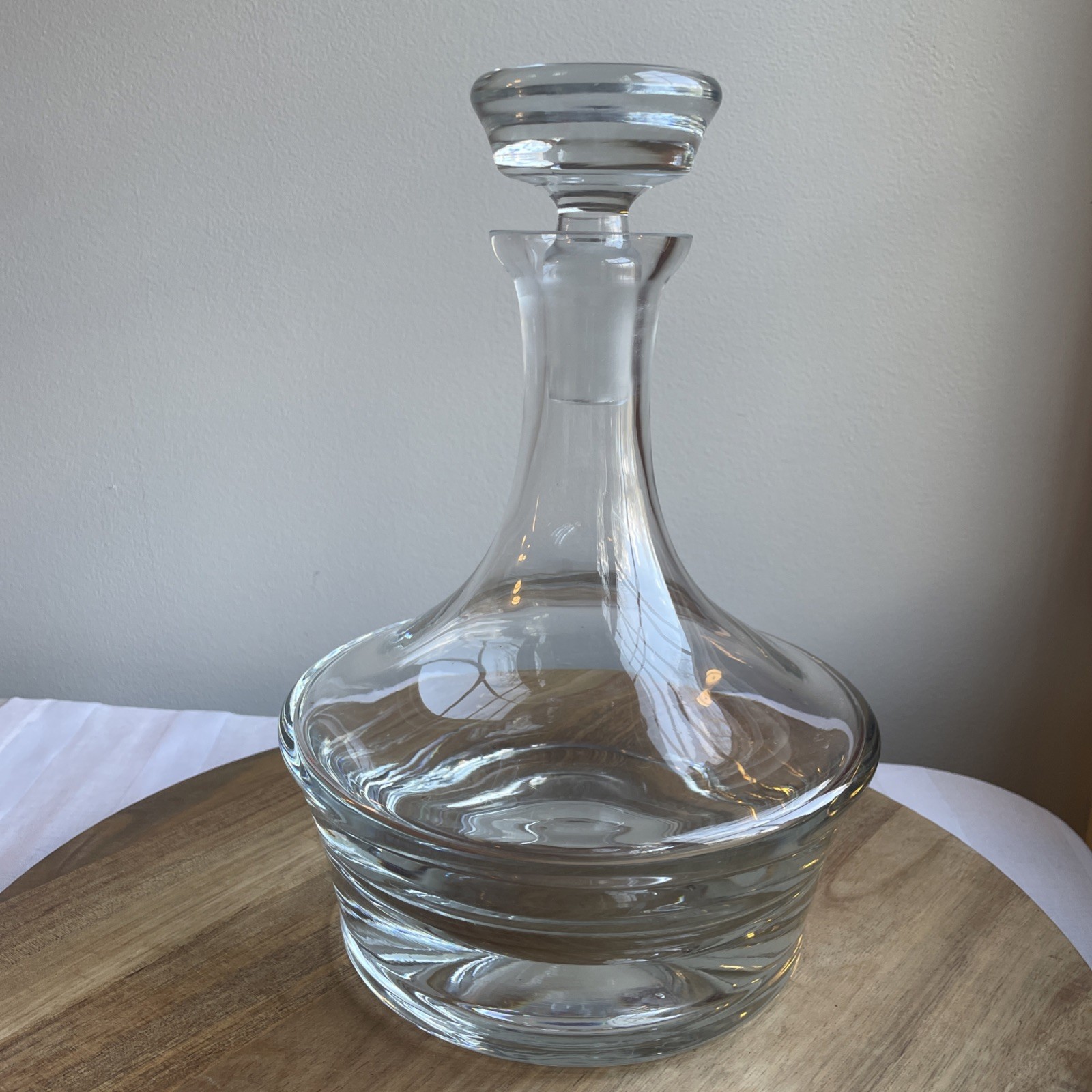 MCM VTG HEAVY Clear Glass Whiskey Alcohol Decanter w/ Stopper Barware Bar Cart