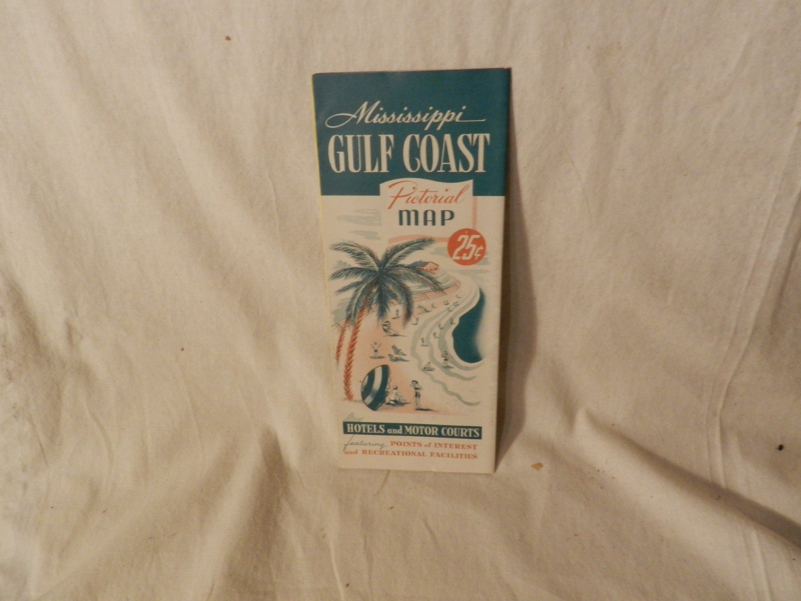 vintage road map Mississippi pictorial Chamber Gulfport 1950\'s-1960\'s
