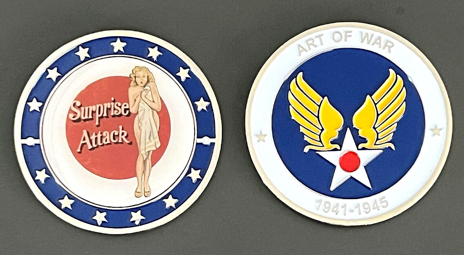 Surprise Attack WWII Nose Art Challenge Coin - Air Force New 