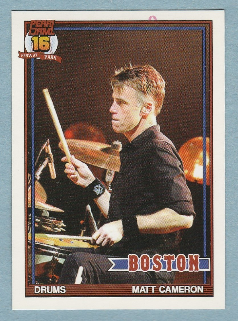 Pearl Jam Matt Cameron Baseball Trading Card Boston Fenway Park 2016 Red Sox