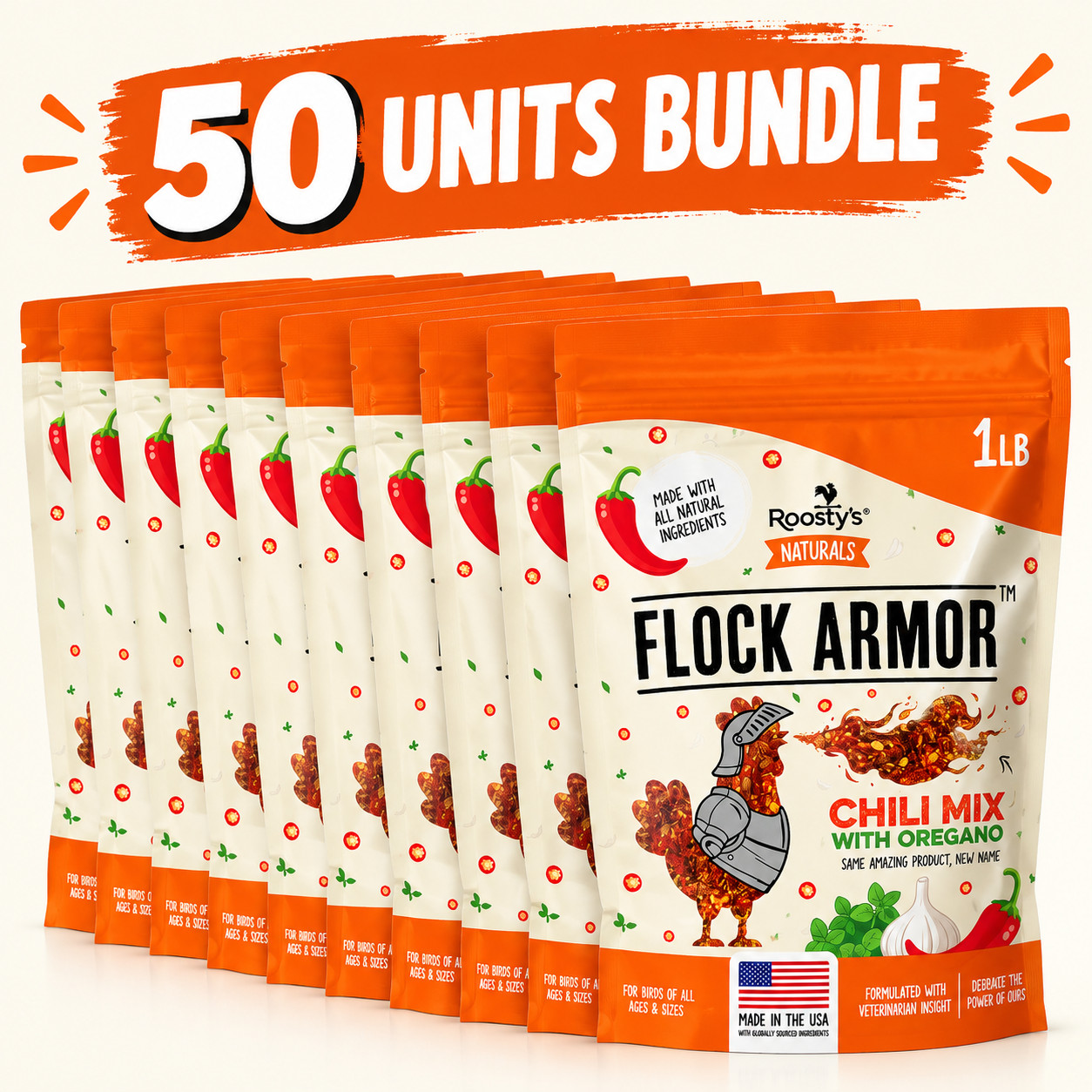 Roosty'S Naturals Flock Armor - Chicken De-Wormer Powder - Chili Mix | 50 units