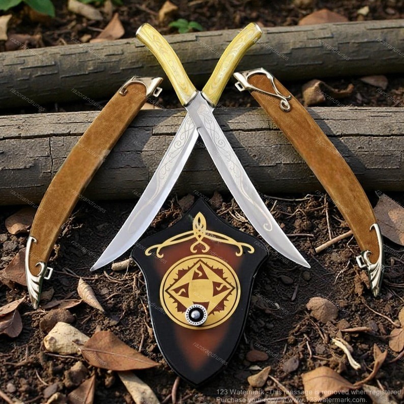 Legolas Dagger Sword Twin knives LOTR W Wall Display Plaque & Scabbard Best Gift
