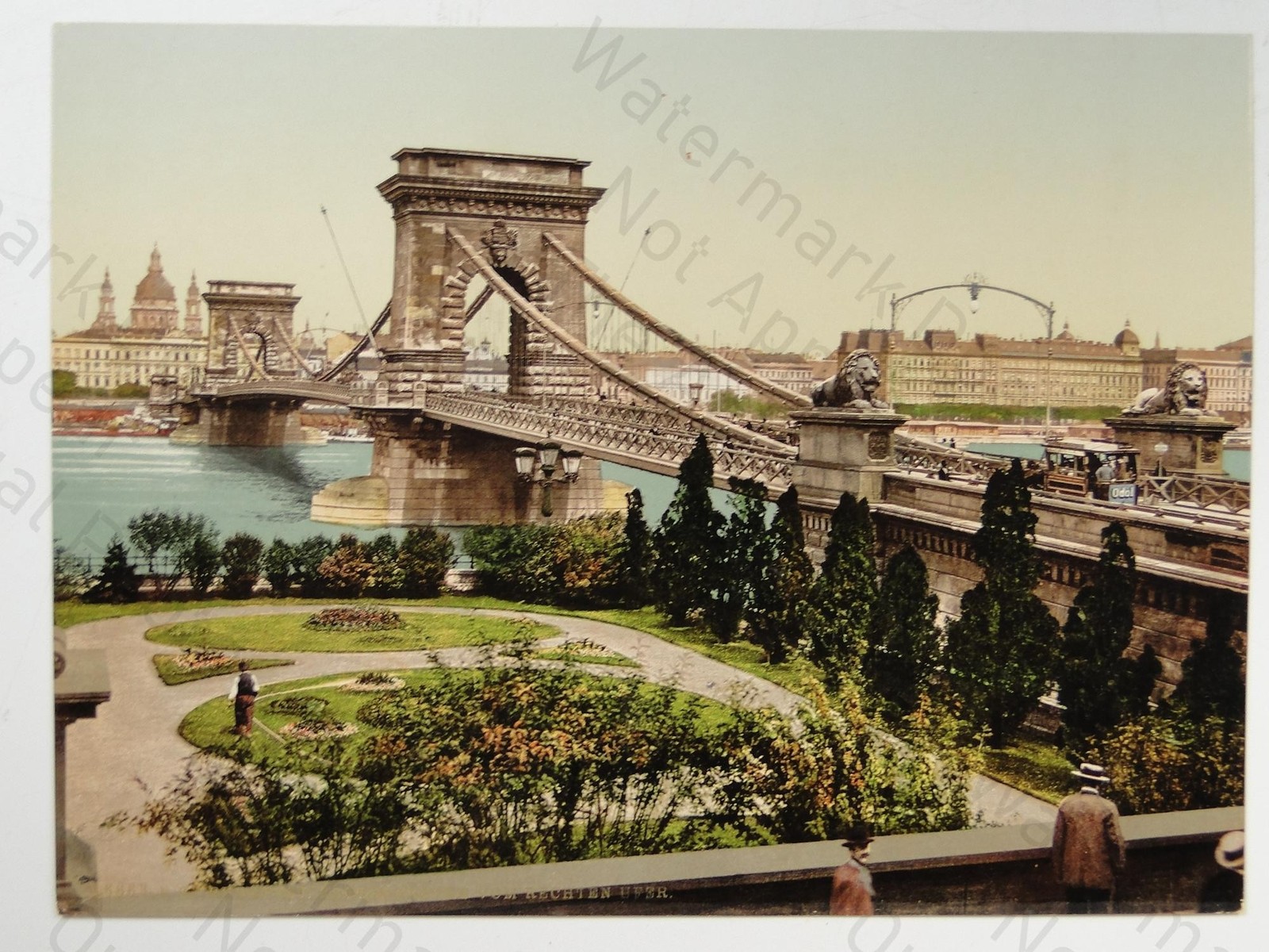 Szechenyi Chain Bridge Budapest Hungary Danube River c1900s Photo