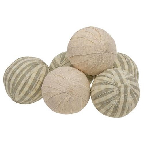 Set of 6 Primitive Linen Rag Ball BOWL FILLERS 2.5