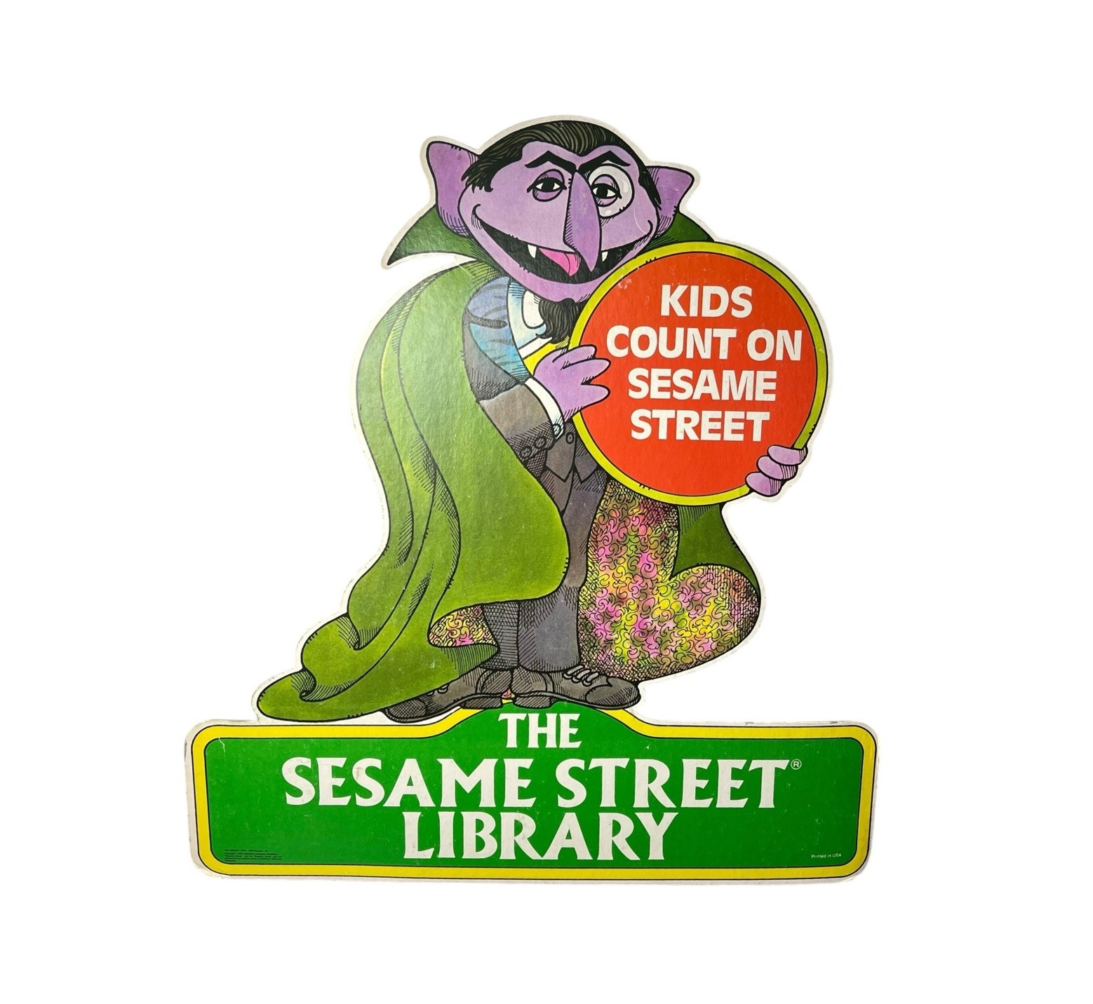 VINTAGE 1978 Sesame Street Library THE COUNT Von Count Muppets Promo Sign RARE
