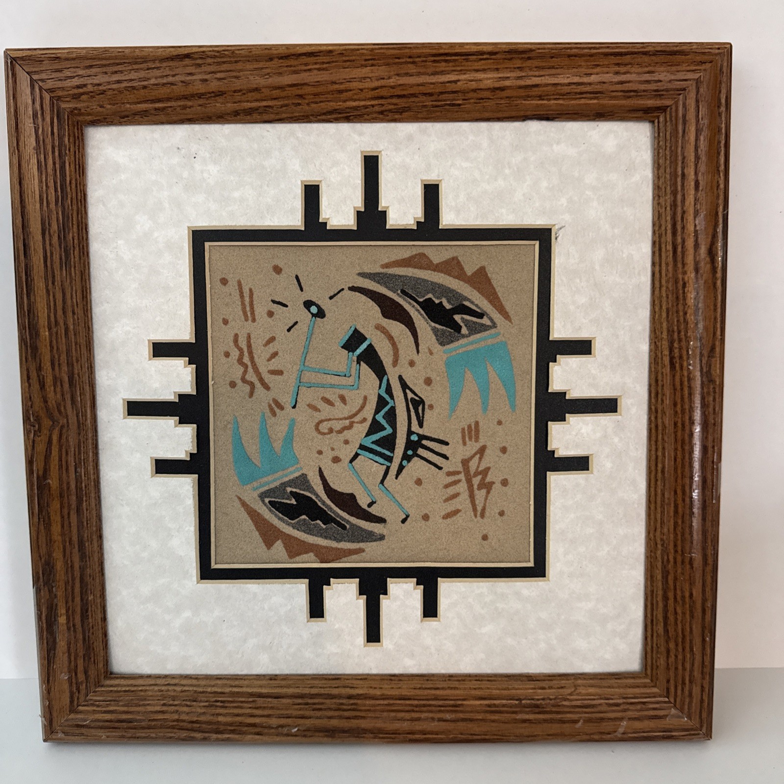 Navajo Sandpainting Handmade Framed 12x12 Inches