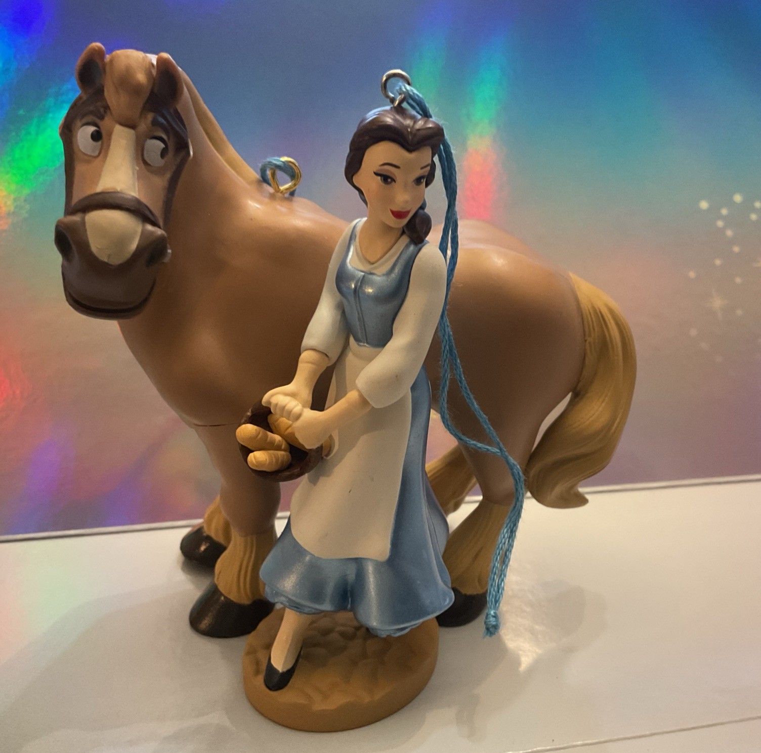 Disney  Belle and Philippe from Beauty and the Beast Christmas Ornament Set