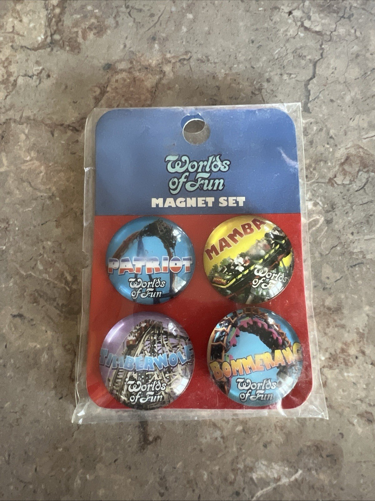 Vintage World’s Of Fun Magnets Set Of 4