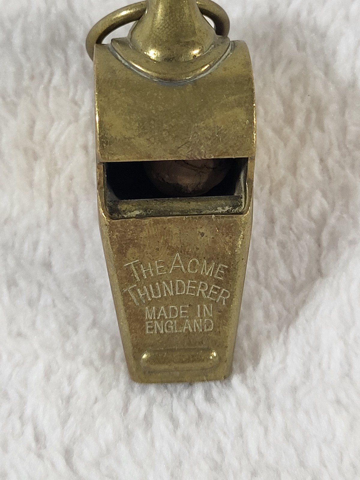 Vintage The Acme Thunderer Brass Whistle Made In England Original Cork Pea