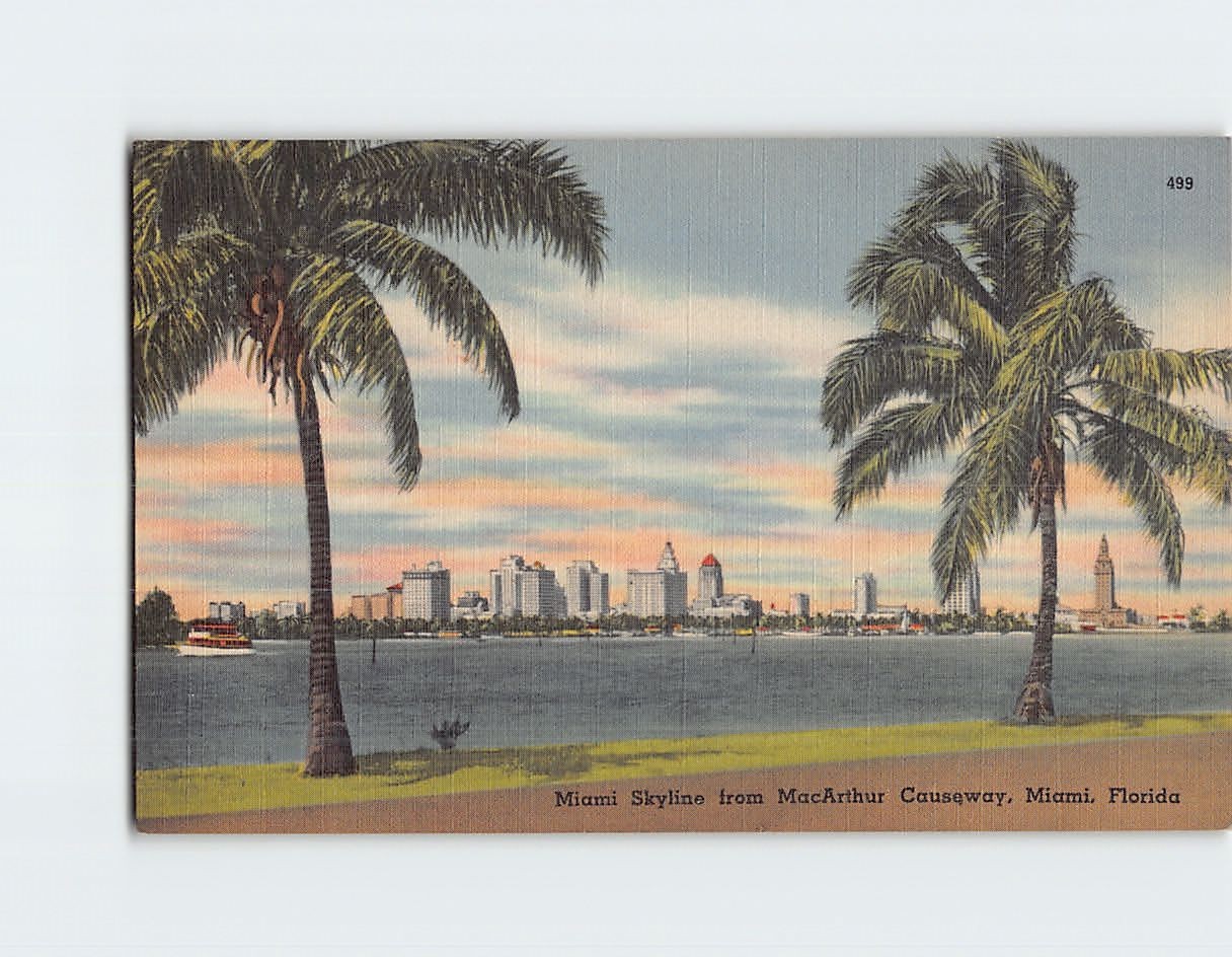 Miami Skyline from MacArthur Causeway Miami Florida USA H-31317