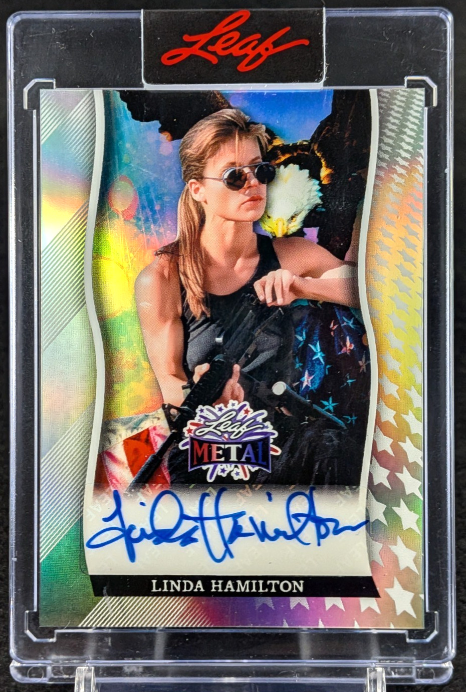 Linda Hamilton 2026 Leaf Metal Independence Day Auto Card # 7/7  Terminator 2