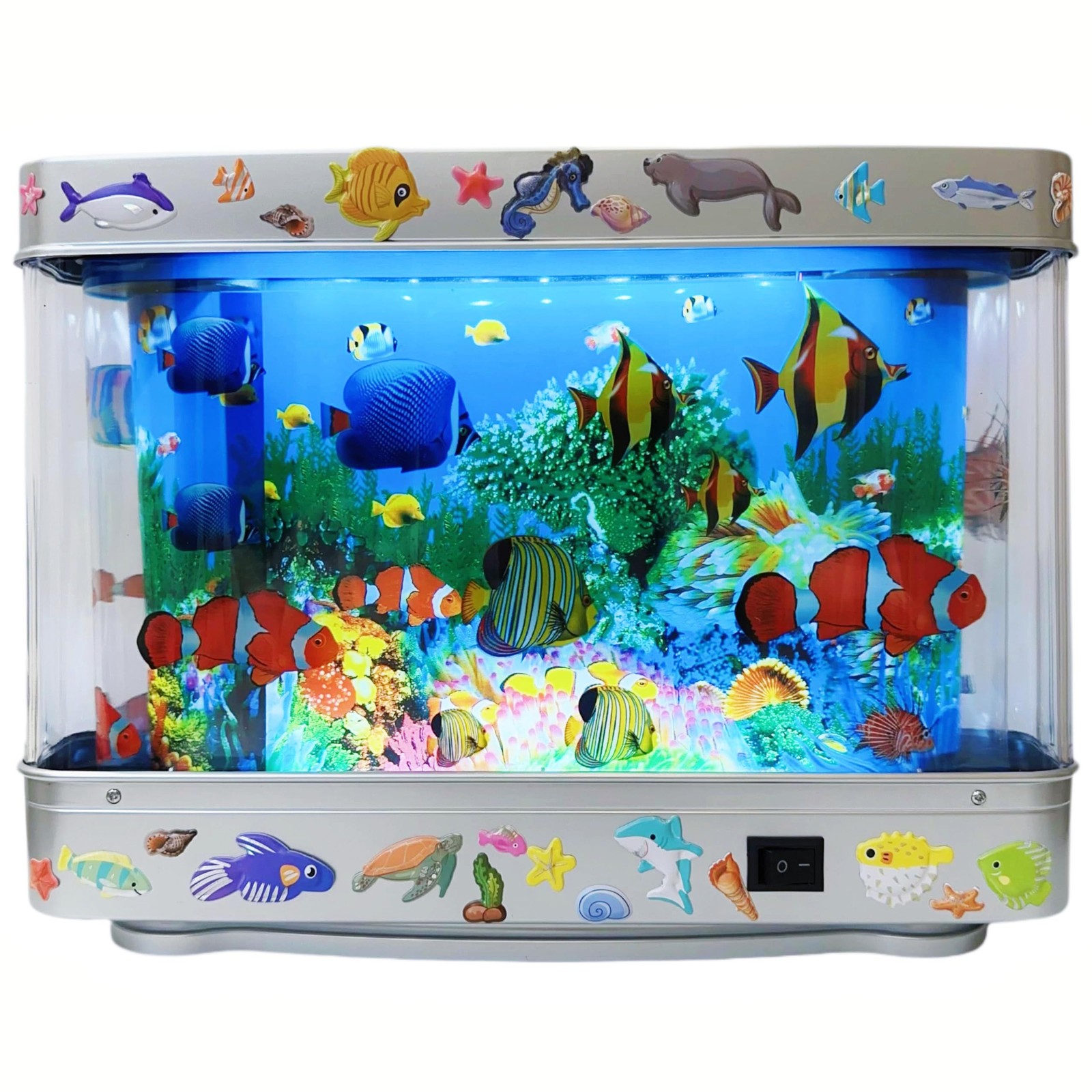 Fake Fish Tank Lamp Moving Aquarium Night Light Frutiger Aero Ocean Desk Decor