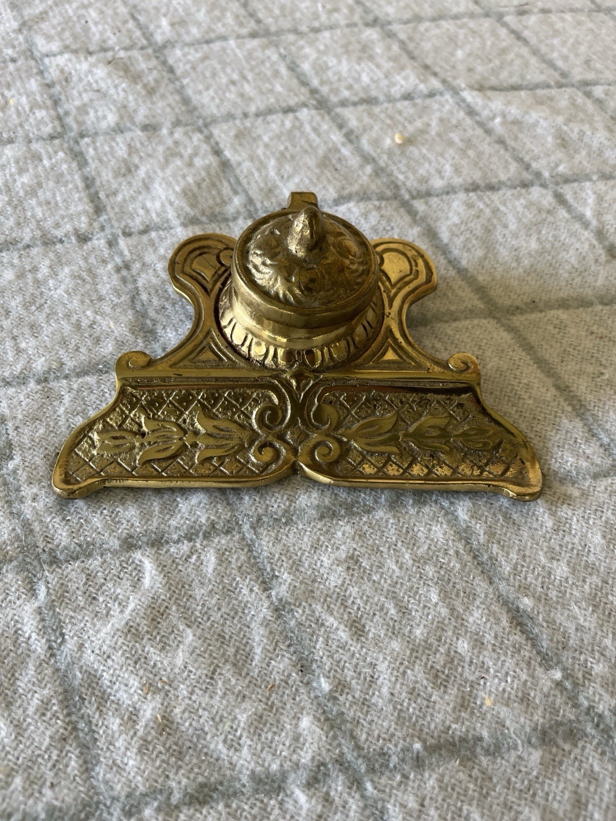 Antique Art Nouveau Cast Brass Ink Well