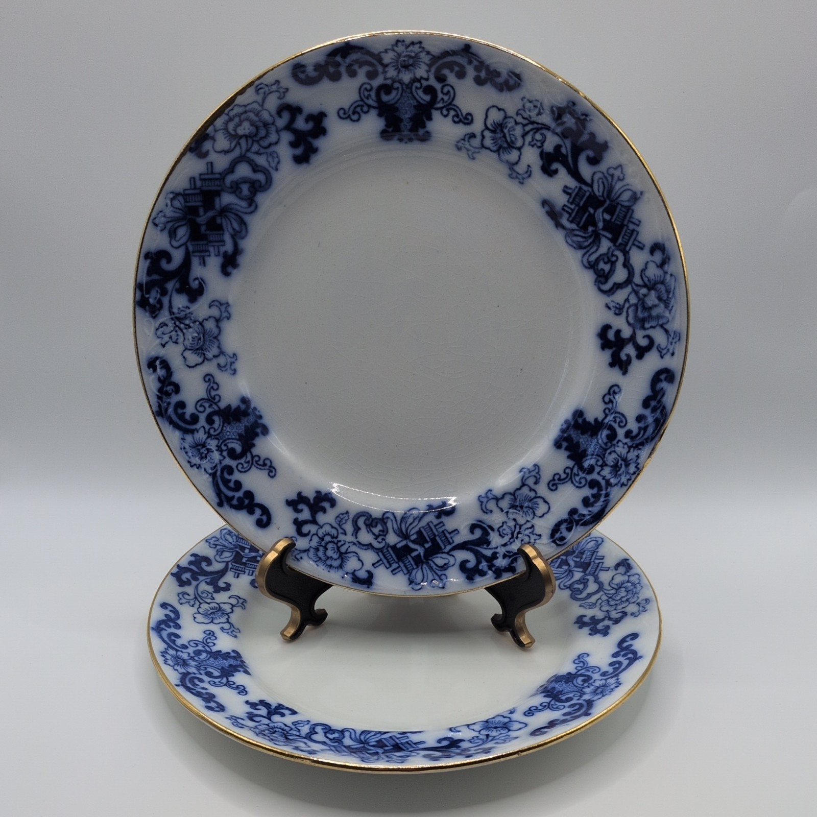 Antique Doulton Burslem Nankin Blue Flow Salad Plates Set Of 2 Antique Doulton Burslem Nankin Blue Flow Salad Plates Set Of 2