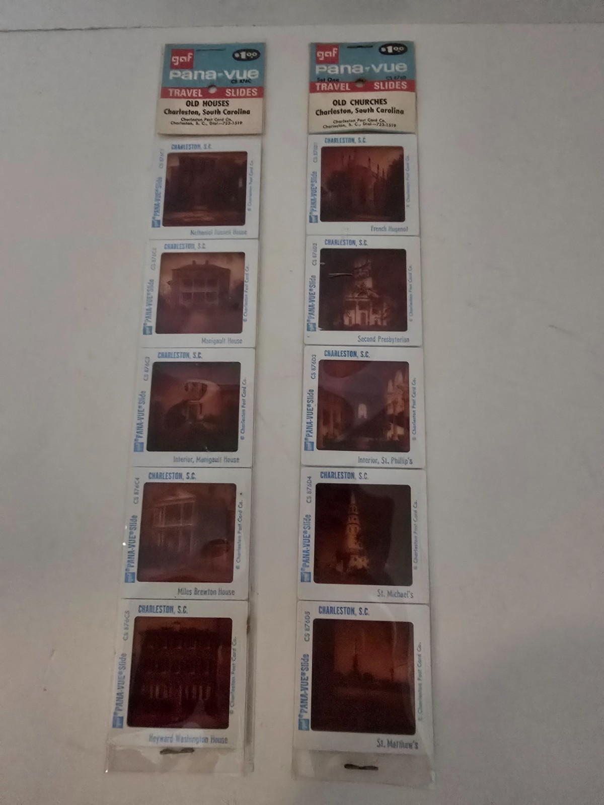 Vintage Sealed Pana Vue 35mm Slides Charleston SC Old Churches Houses 10 Slides