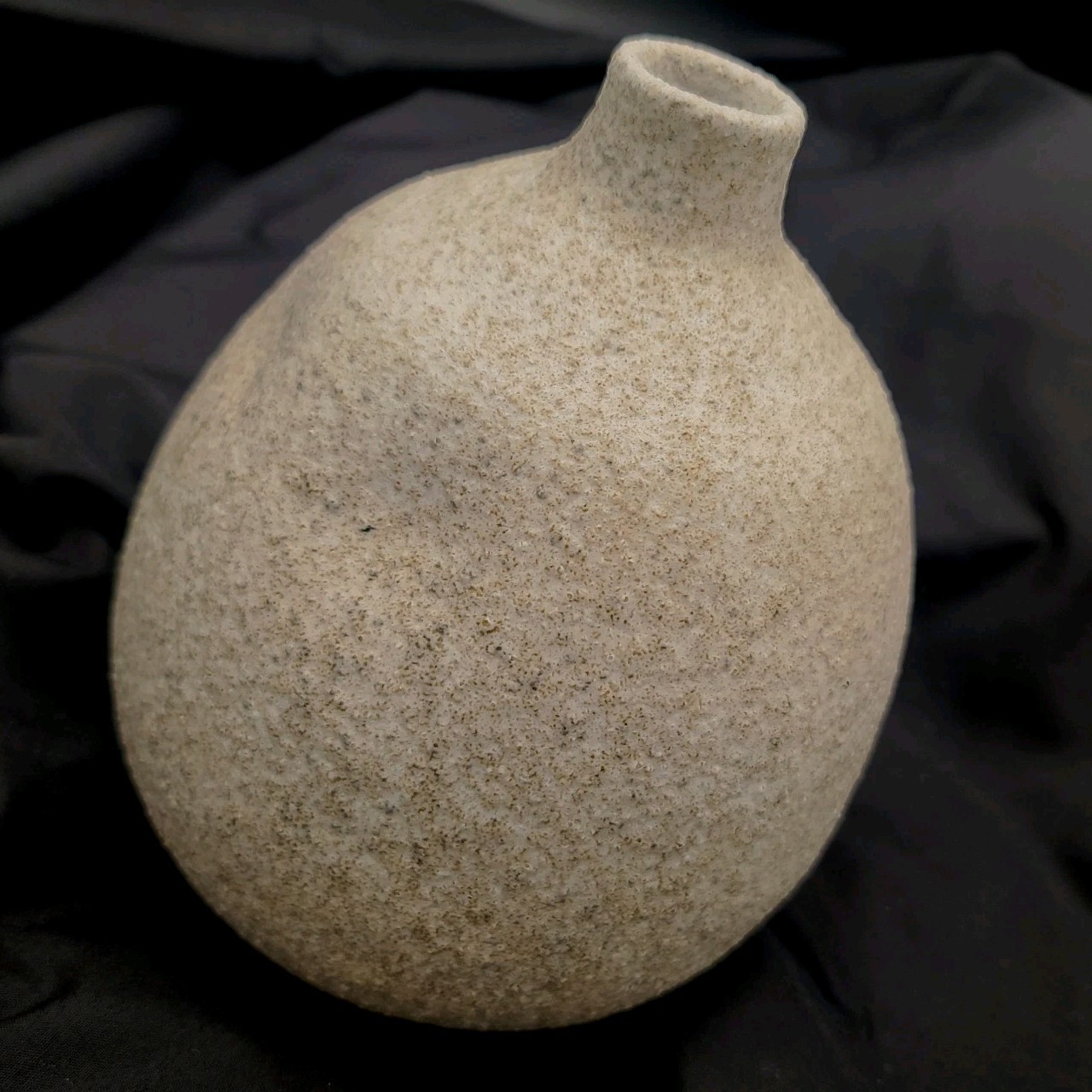 Vintage Vase Round Textured Terracotta Corse Crater Glaze Thumb Print MCM 8\