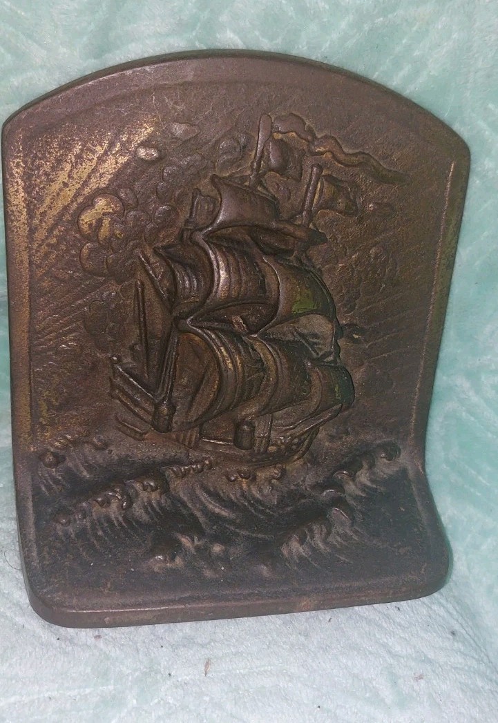 Antique Bron Met Bronze Cast Iron Ship Nautical Bookend