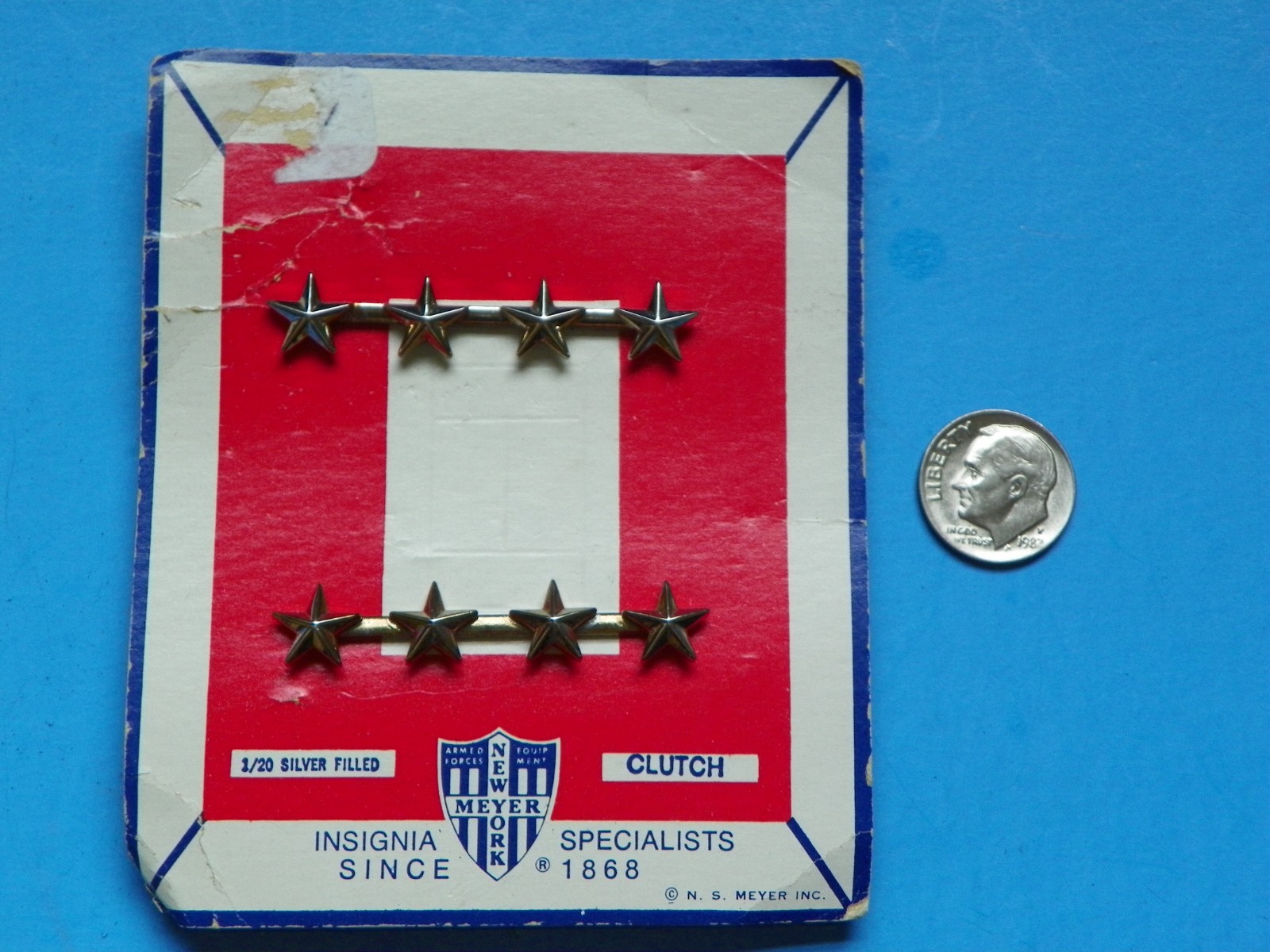 WWII ORIGINAL MATCHED PAIR OF 4 STAR GENERAL OFFICER'S INSIGNIA'S-MAKER MARKED