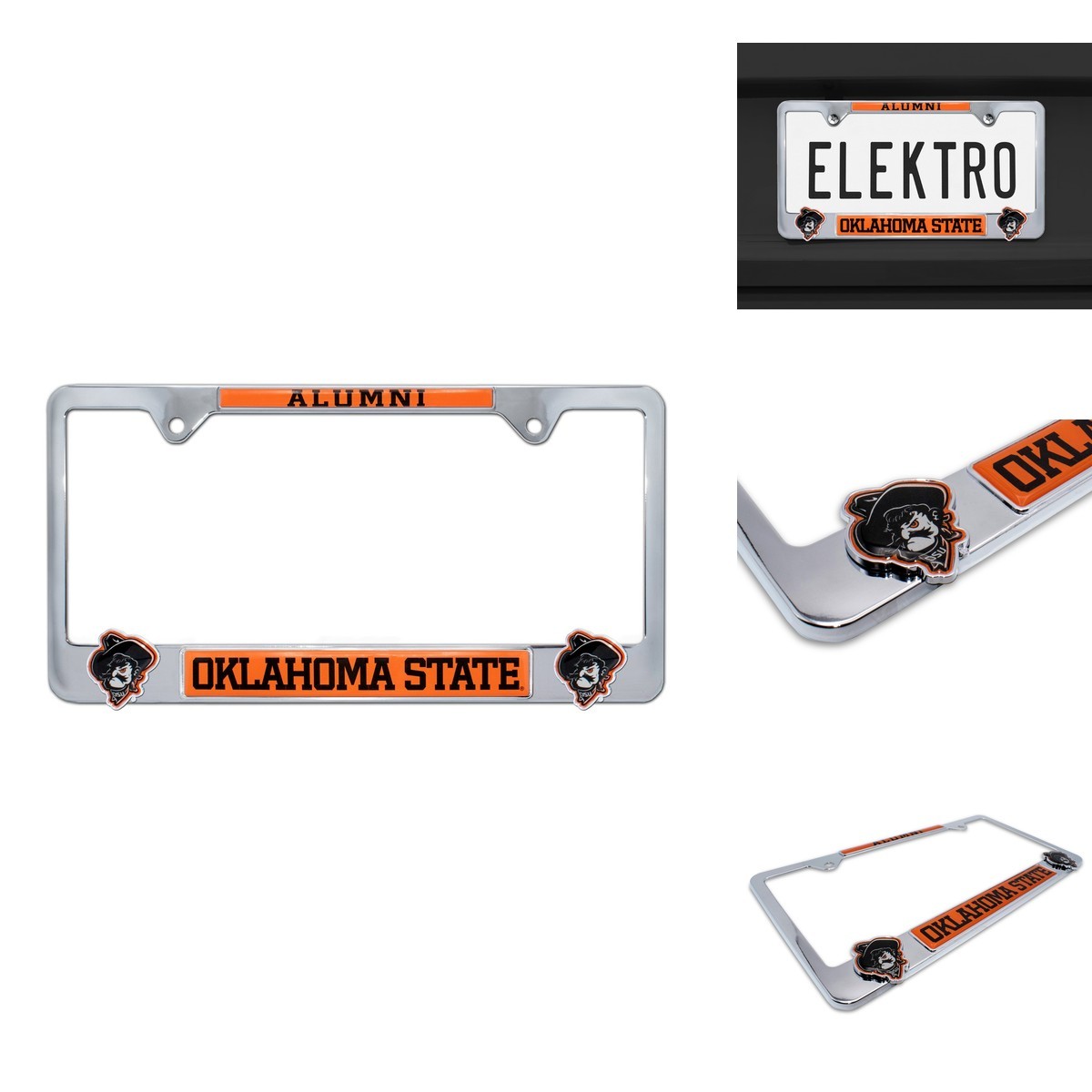 Elektroplate Oklahoma State University Alumni Chrome Metal License Plate Frame Elektroplate Oklahoma State University Alumni Chrome Metal License Plate Frame