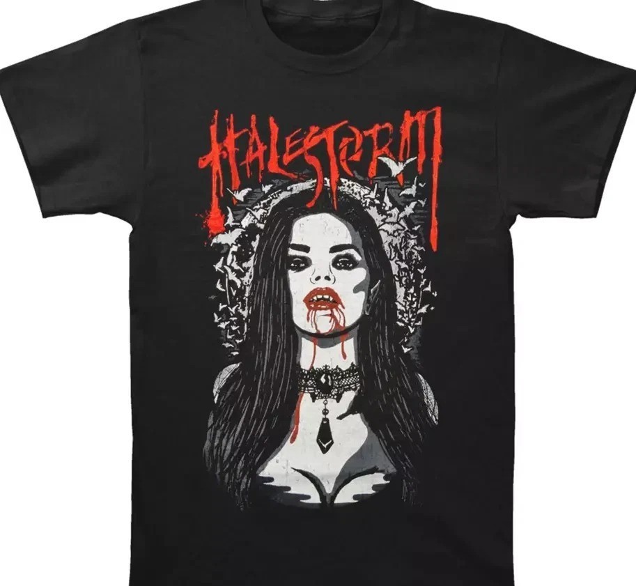 Halestorm Tour Band Girl Bleeding Black Cotton Shirt All Size S-5XL