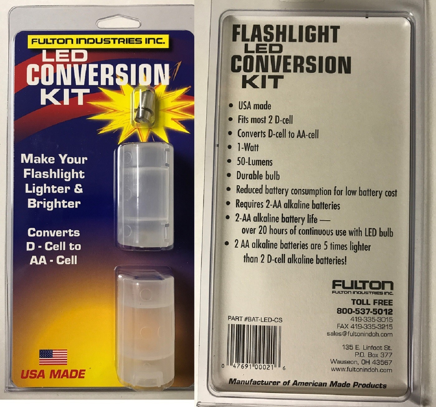 Fulton Angled Flashlight Battery and LED Bulb Conversion Kit