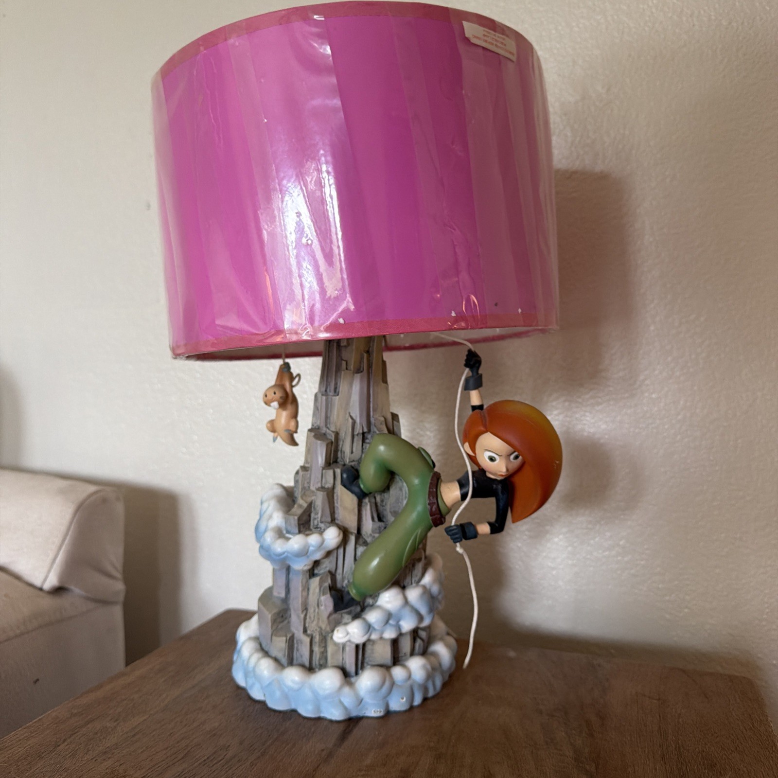 Rare Kim Possible Disney Night Table Lamp Pull Cord Mountain Climbing Rufus