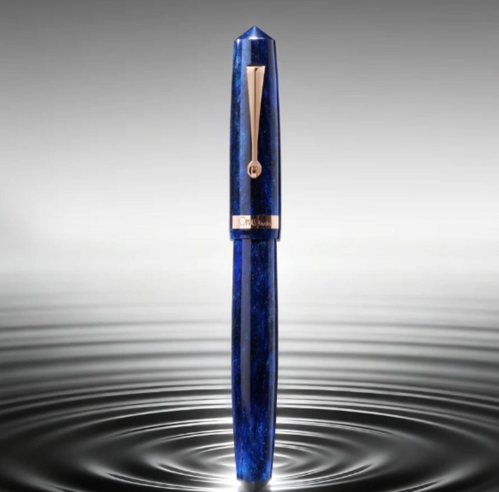 OMAS Studio Fountain Pen in Azzurro Diamante with Rose Gold Trim - Fine - NEW