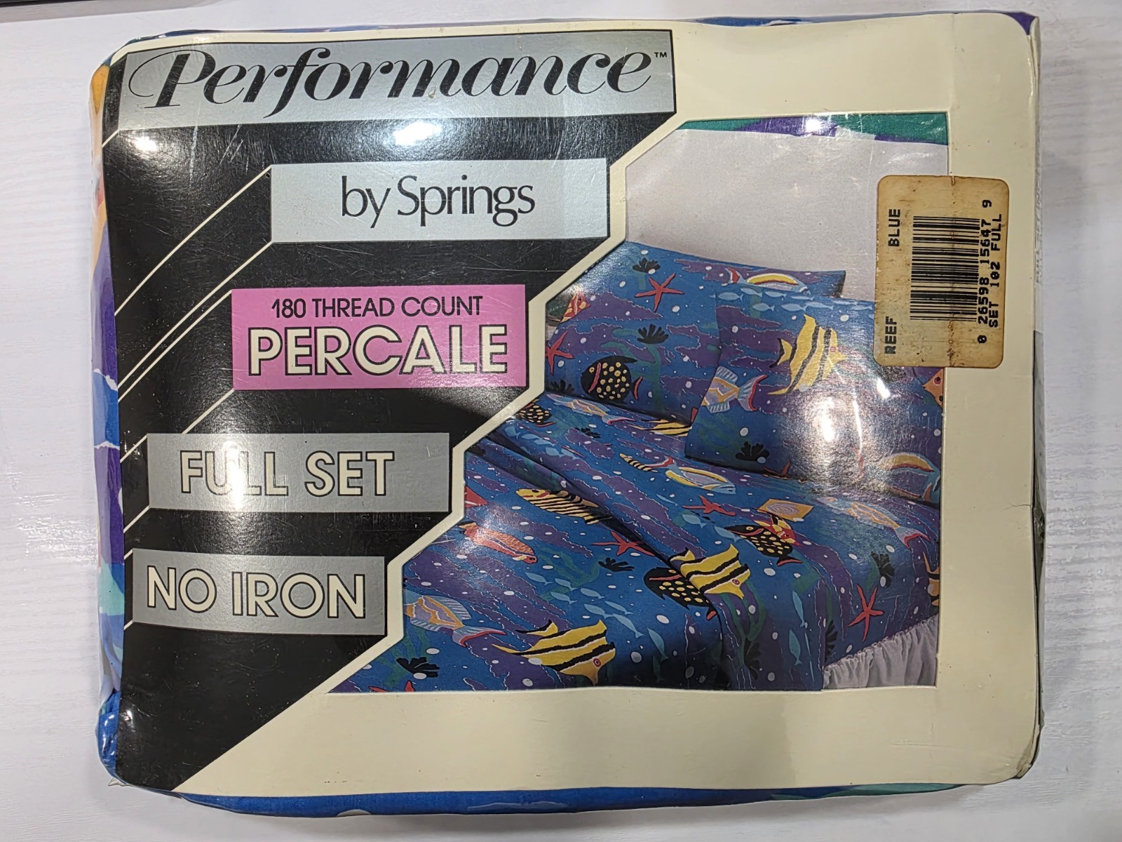 80\'s VTG SPRINGS Blue Reef Cheryl Johson Full Sheet Set Ocean Under Sea Fish NOS