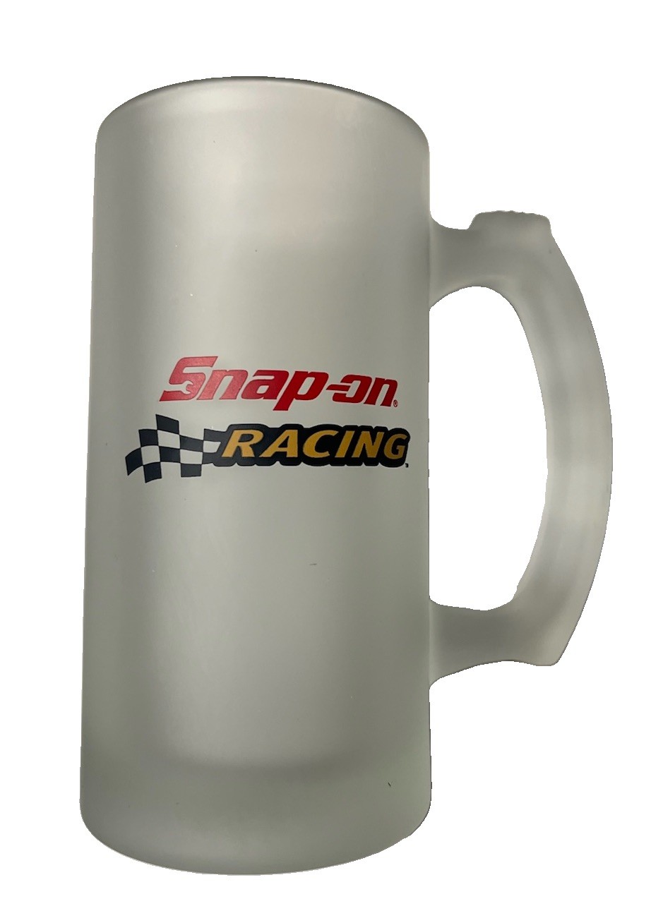 Vintage Y2K Snap On Racing Mug Frosted Glass 12oz Tankard Stein 5.5” Vintage Y2K Snap On Racing Mug Frosted Glass 12oz Tankard Stein 5.5”