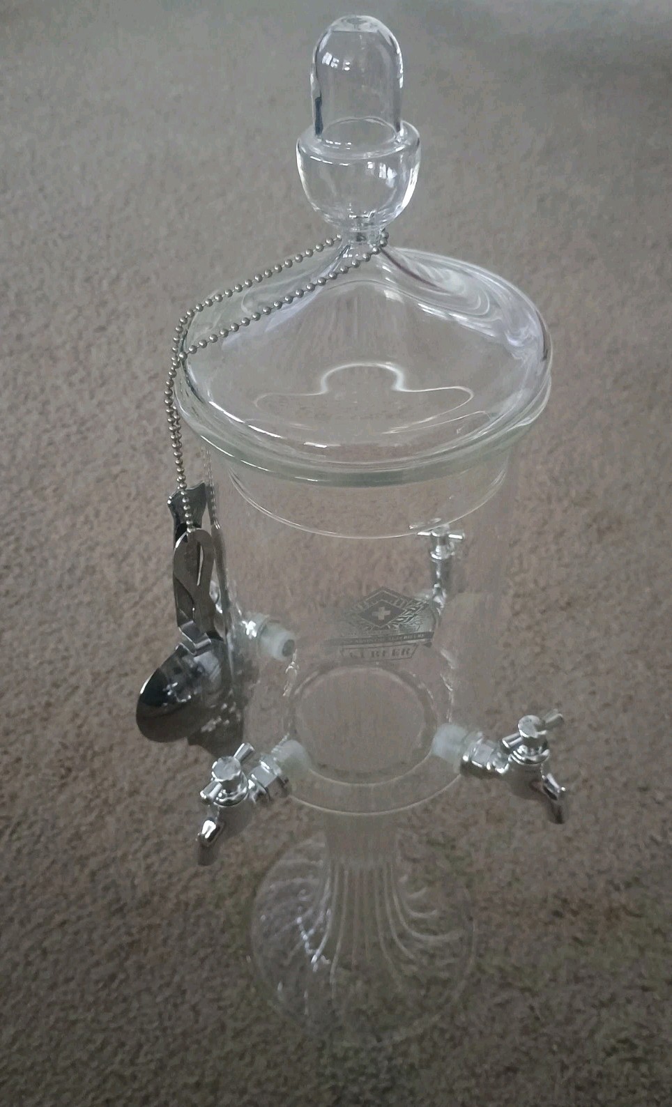 Vintage Kubler Abstinence Fountain  Lady 4 Spouts Glass Pre-owned Vg Condition