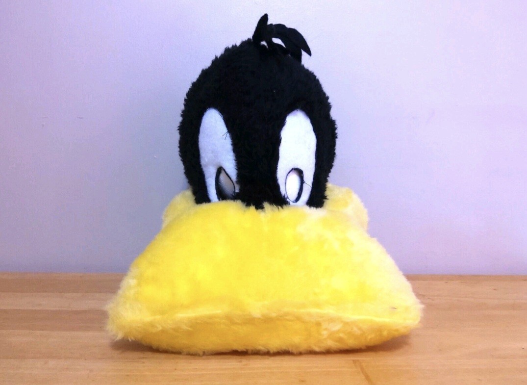Extremely Rare Vintage Looney Tunes Daffy Duck Plush Mask Hat Cosplay Halloween 