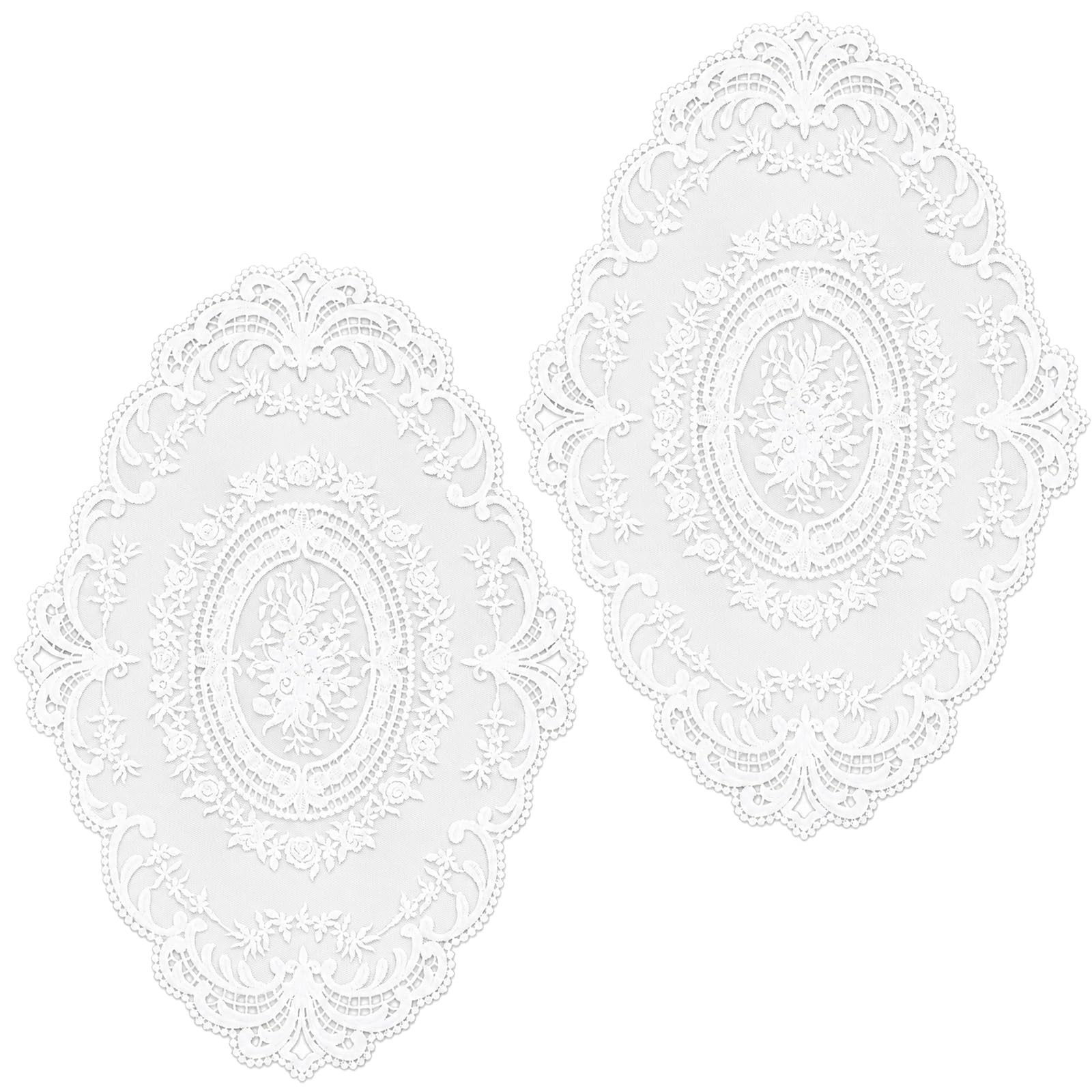 2 Pcs Lace Placemats Lace Doilies for Tables 12x16 inch