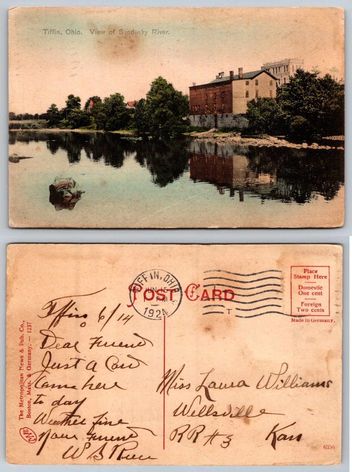 Standard Tiffin Ohio United States Sandusky River Postcard