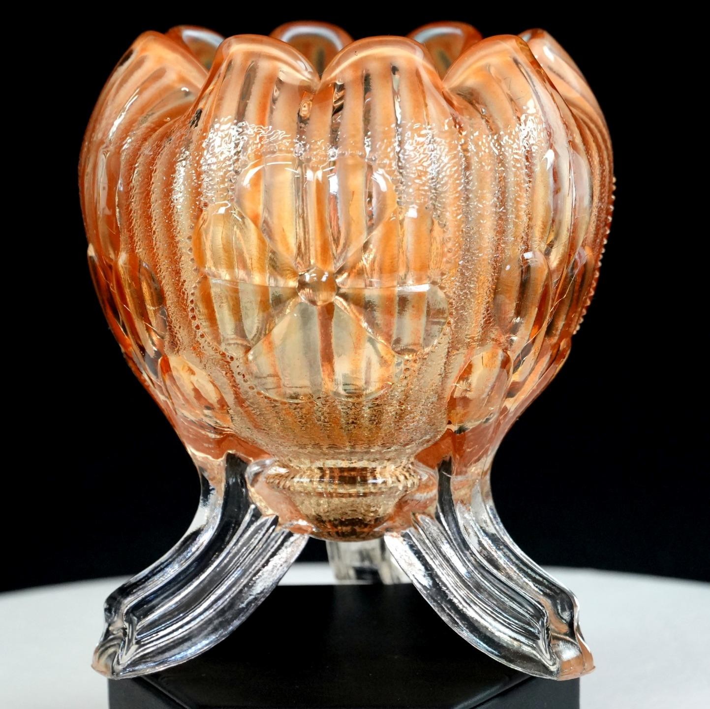 Northwood Marigold Iridescent Carnival Glass Daisy & Plume 5 1/4\